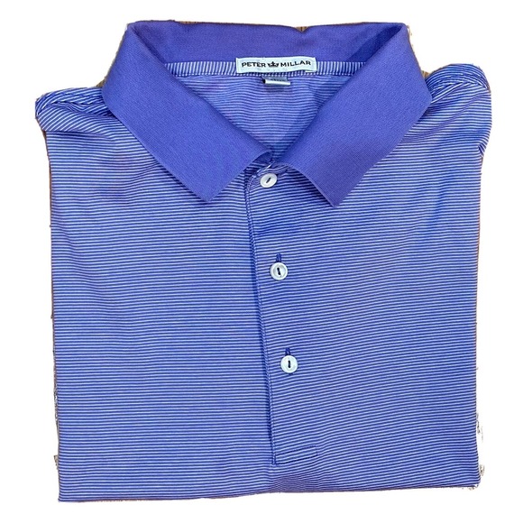 Peter Millar Other - Peter Millar Polo Men's Large Purple Golf Striped Comfort Casual Short Tech Polo
